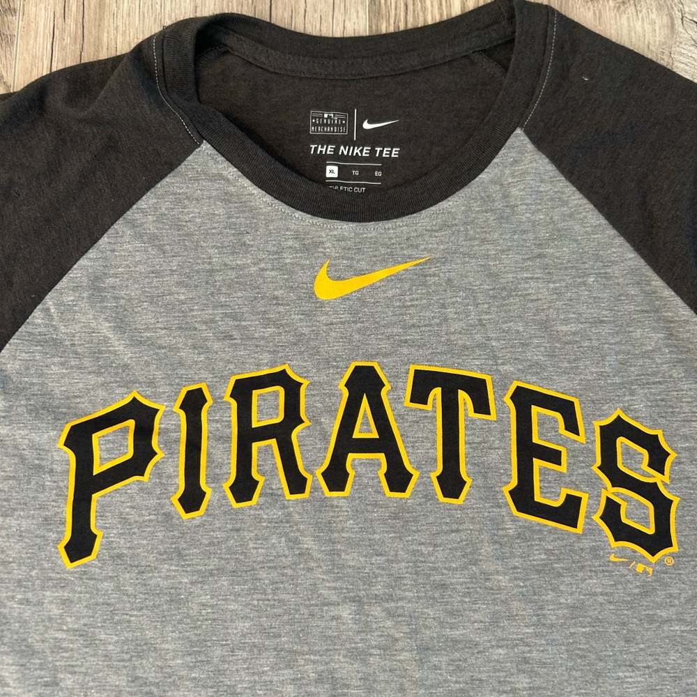 Nike Gray and Black Pirates Men's Shirt